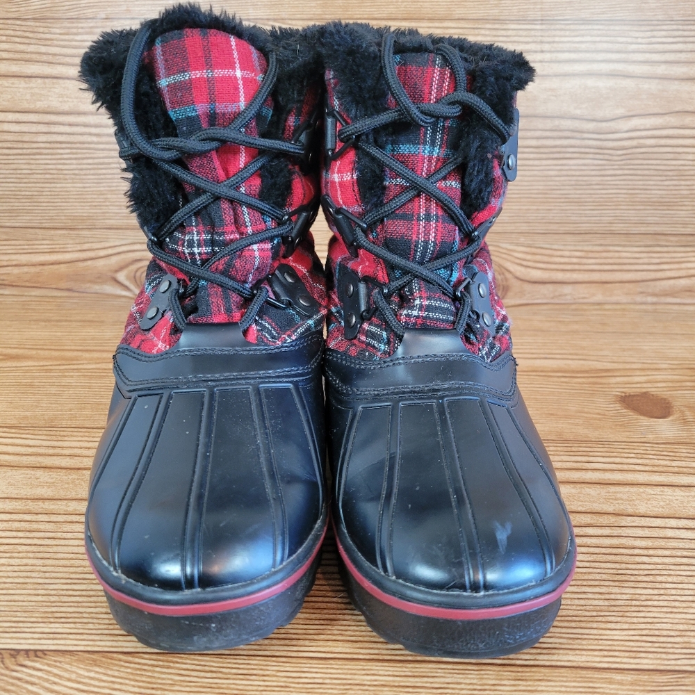 Bass Red Plaid Winter Boots Size 8M - Picture 2 of 8